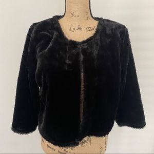 Calvin Klein Black Faux Fur Shrug
